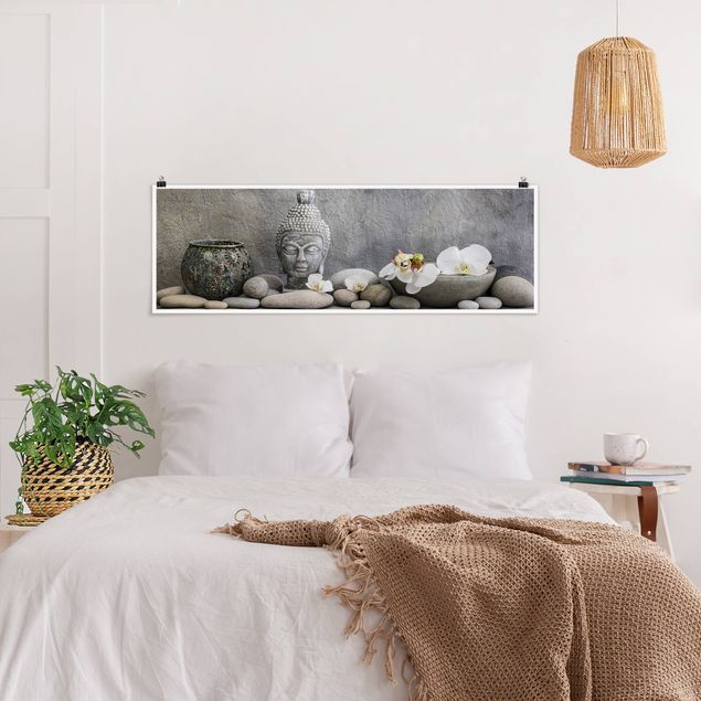 Poster - Zen Buddha With White Orchids
