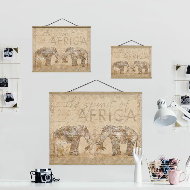 Fabric print with poster hangers - Vintage Collage - Spirit Of Africa