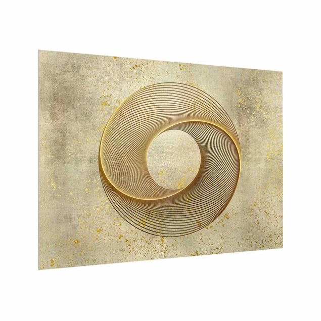Glass splashback Line Art Circling Spirale Gold