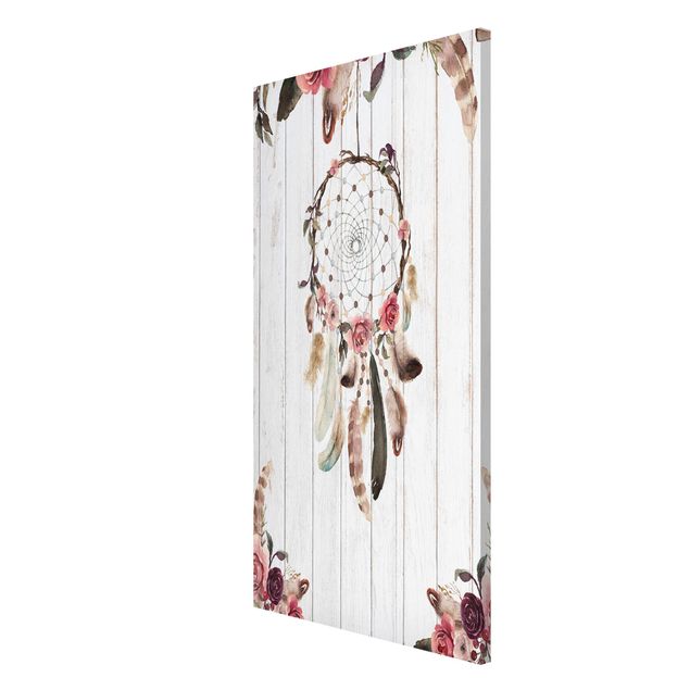 Magnetic memo board - Dream Catcher Feathers Wood Look White
