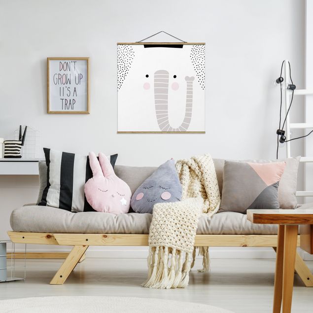 Fabric print with poster hangers - Zoo With Patterns - Elephant