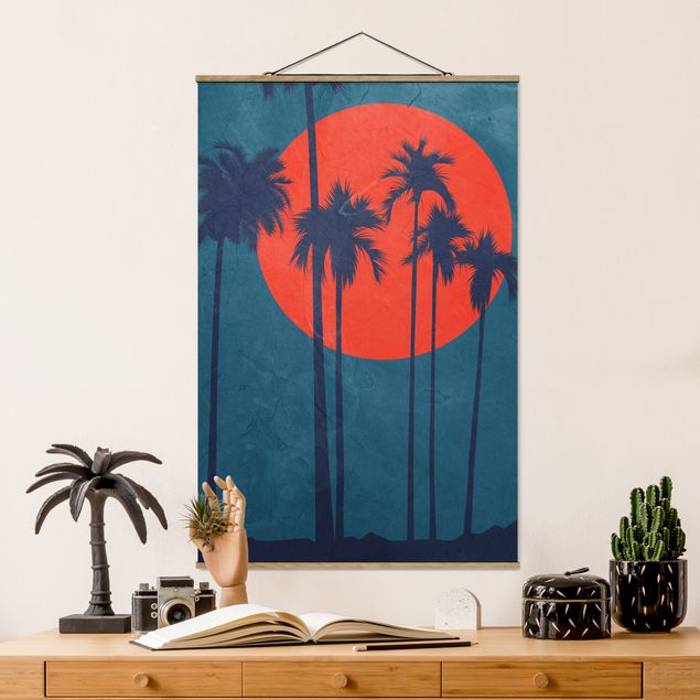 Fabric print with poster hangers - Palm Cote d'Azur