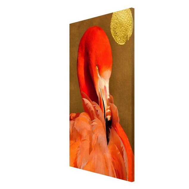 Magnetic memo board - Golden Moon With Flamingo