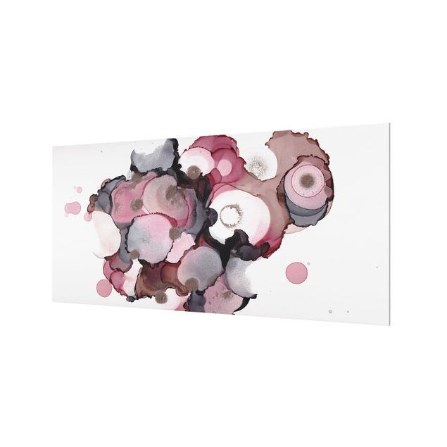 Splashback - Pink Beige Drops With Pink Gold - Landscape format 2:1