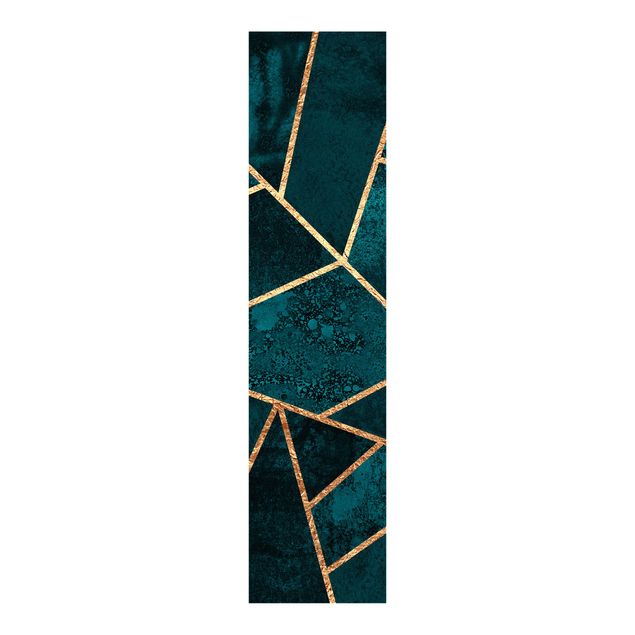 Sliding panel curtain - Dark Turquoise With Gold