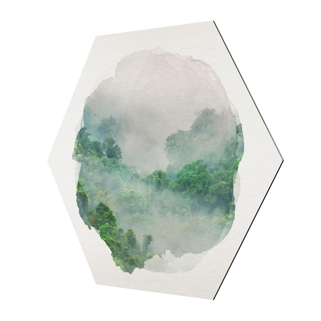 Alu-Dibond hexagon - WaterColours - Jungle In The Mist