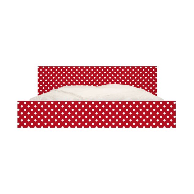 Adhesive film for furniture IKEA - Malm bed 160x200cm - No.DS92 Dot Design Girly Red