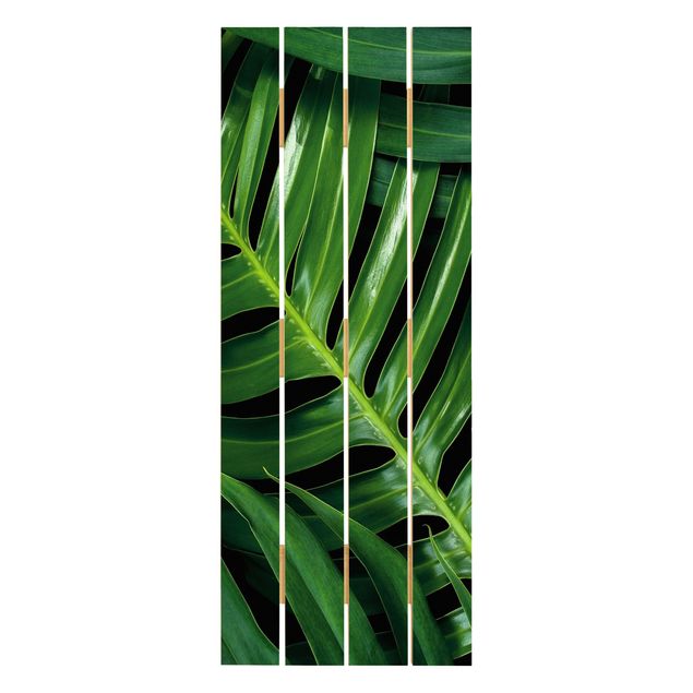 Print on wood - Tropical Leaves Philodendron