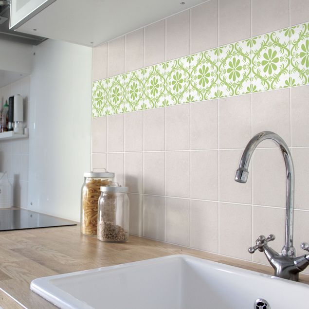 Tile sticker - Flower Design White Spring Green