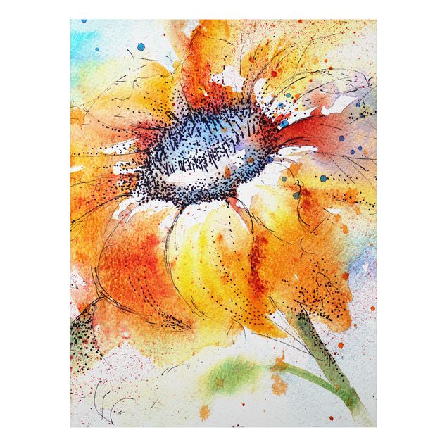 Print on aluminium - Painted Sunflower