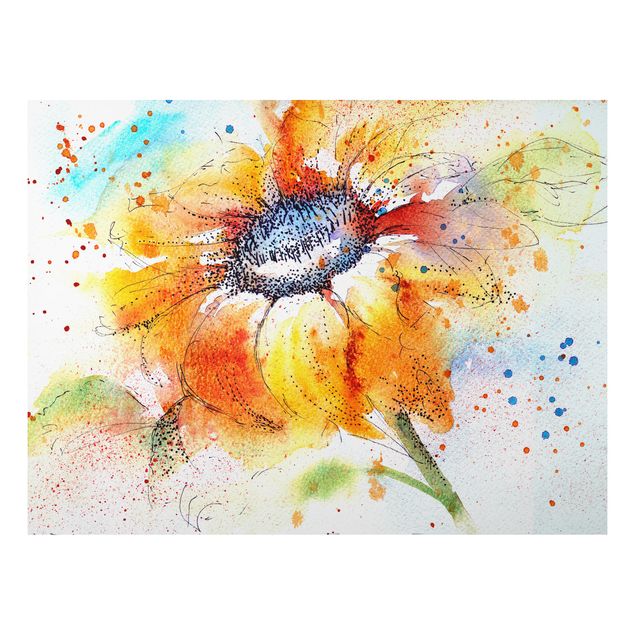 Print on aluminium - Painted Sunflower