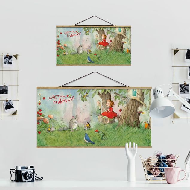 Fabric print with poster hangers - Little Strawberry Strawberry Fairy - Making Music Together