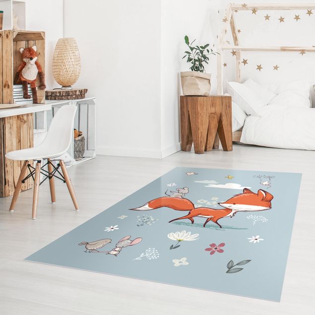 modern area rugs Fox And Mouse Travelling