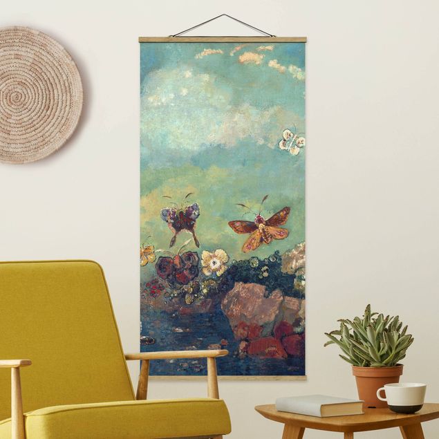 Fabric print with poster hangers - Odilon Redon - Butterflies