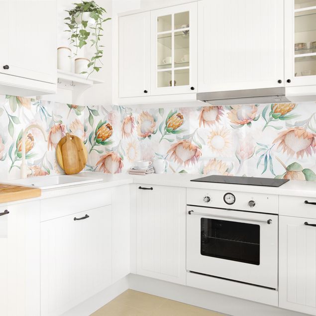 Kitchen wall cladding - Watercolour Sunflowers