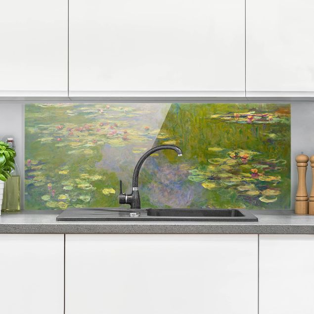 Glass splashback kitchen flower Claude Monet - Green Waterlilies