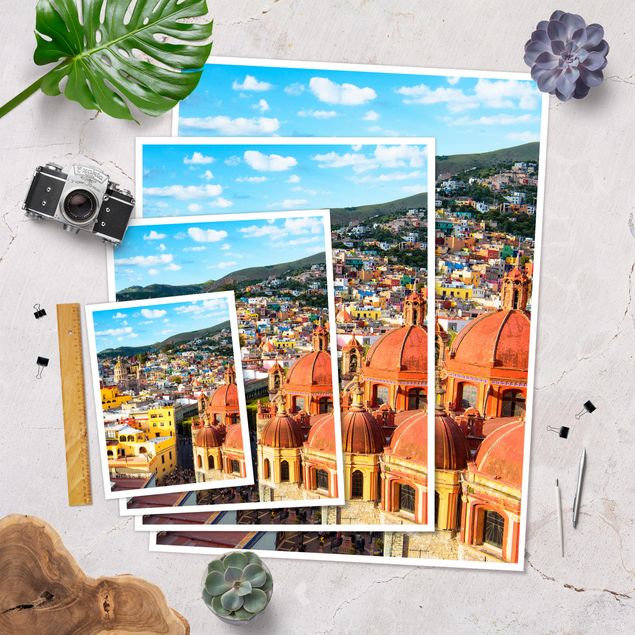 Poster architecture & skyline - Colourful Houses Guanajuato