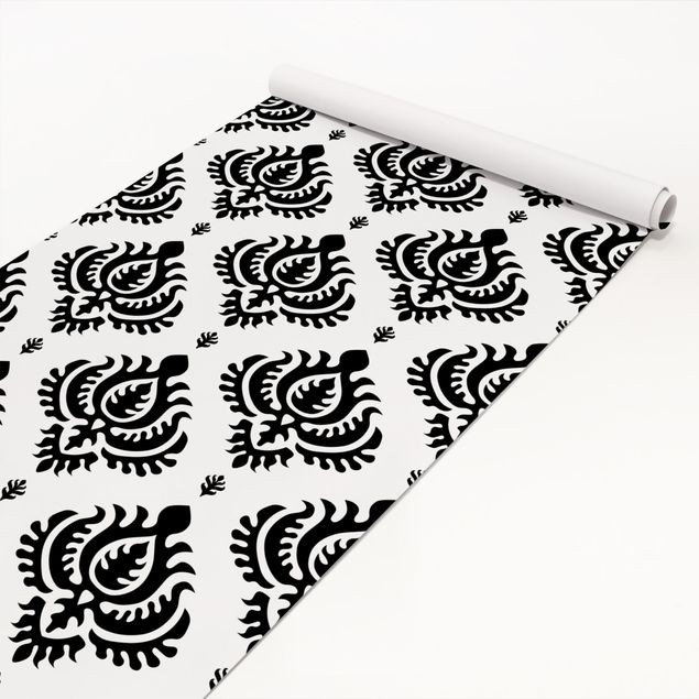 Adhesive film for furniture - Neo Baroque Black And White Damask Pattern