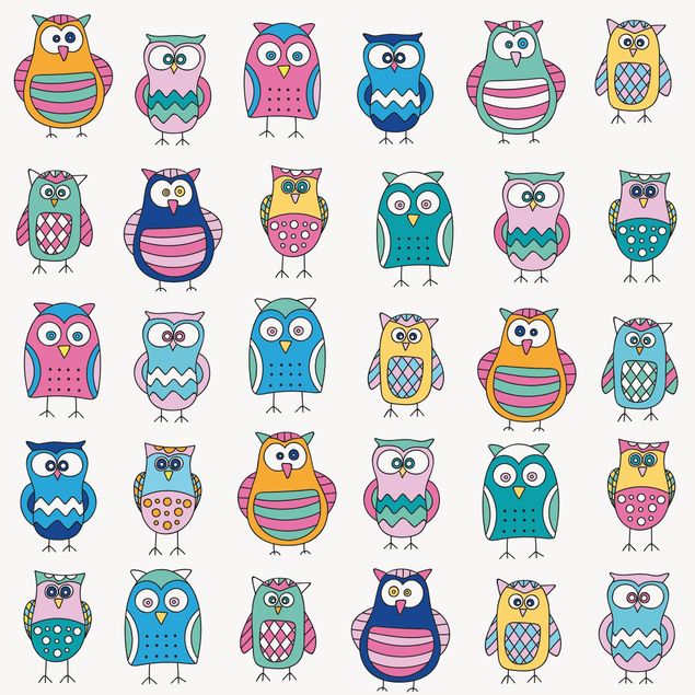 Adhesive film for furniture - Owls In Various Pastel Shades
