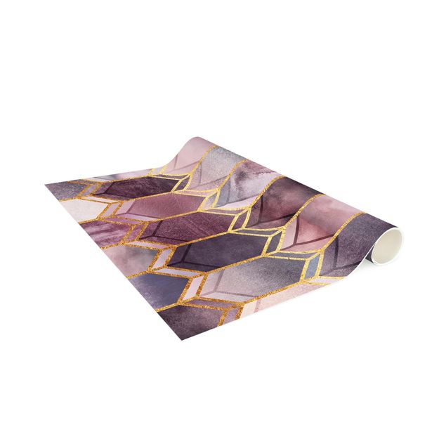 modern area rugs Stained Glass Geometric Rose Gold