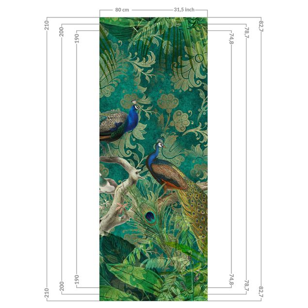 Shower wall cladding - Shabby Chic Collage - Noble Peacock II