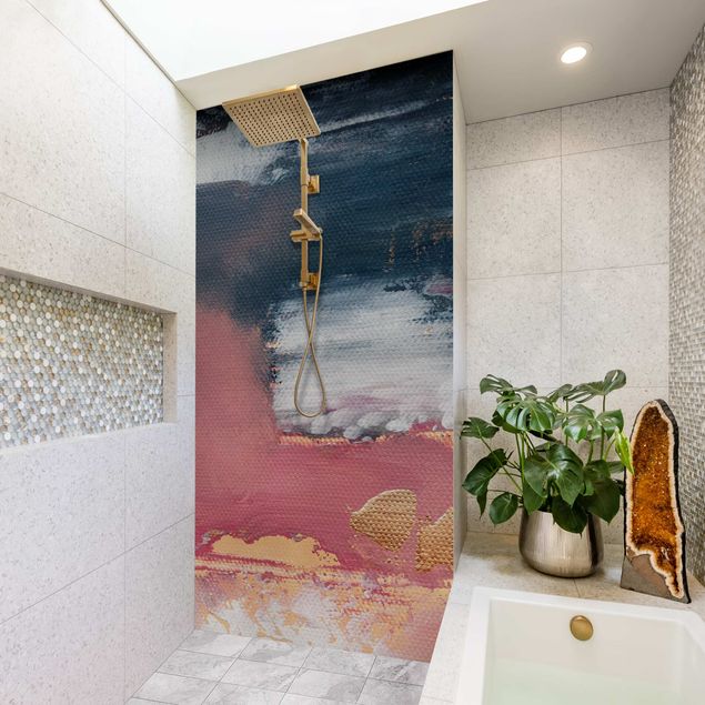 Shower panels Pink Storm With Gold