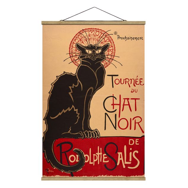 Fabric print with poster hangers - Théophile Steinlen - The Black Cat