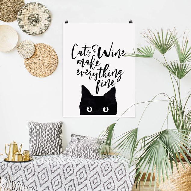 Poster - Cats And Wine make Everything Fine