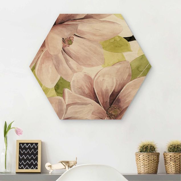 Wooden hexagon - Magnolia Blushing II