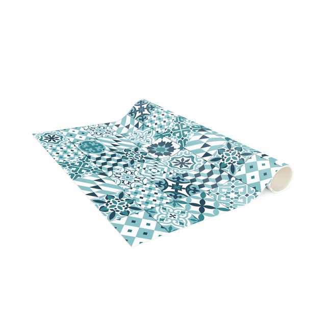 rug tile pattern Geometrical Tile Mix Turquoise