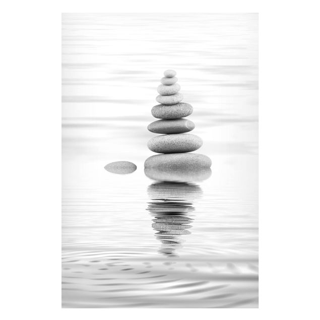 Magnetic memo board - Stone Tower In Water Black And White