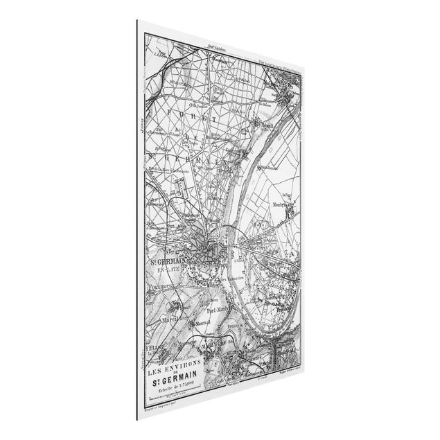 Aluminium dibond Vintage Map St Germain Paris