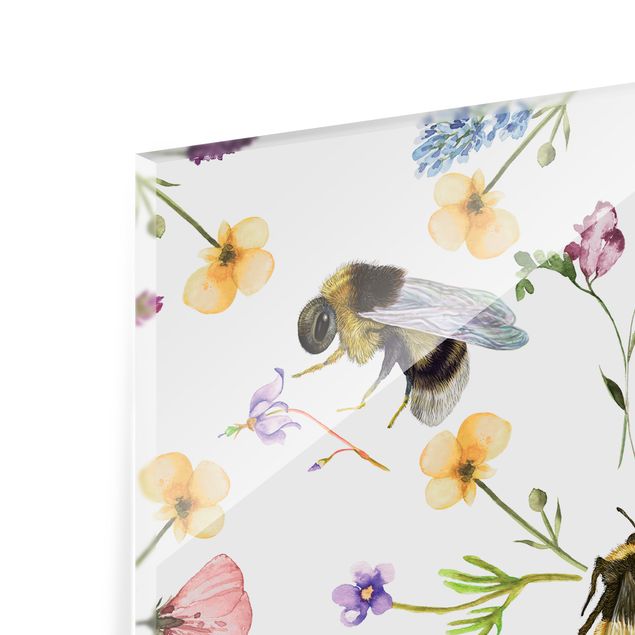 Splashback - Bees With Flowers - Square 1:1