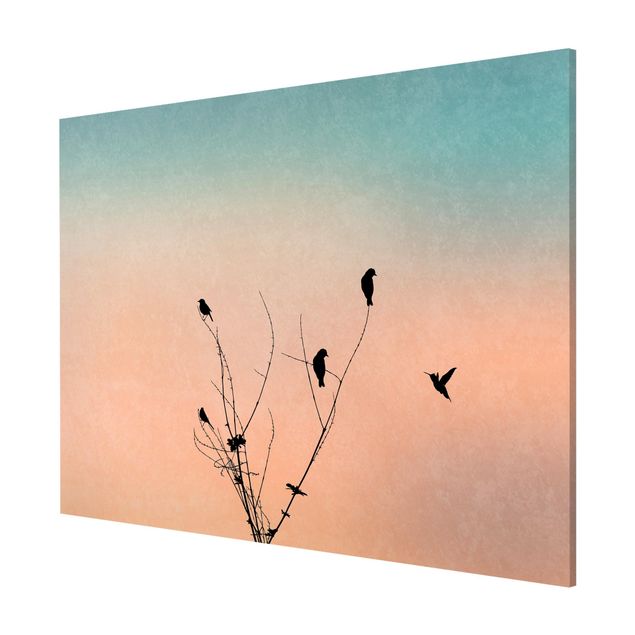 Magnetic memo board - Birds In Front Of Rose Sun II