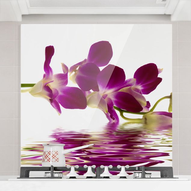 Glass splashback flower Pink Orchid Waters