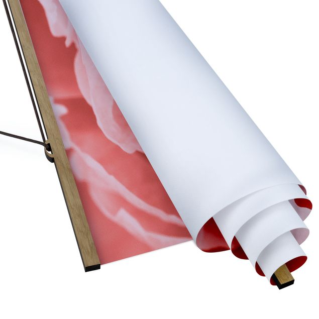 Fabric print with poster hangers - Peony Blossom Coral