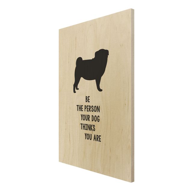 Print on wood - Thinking Pug