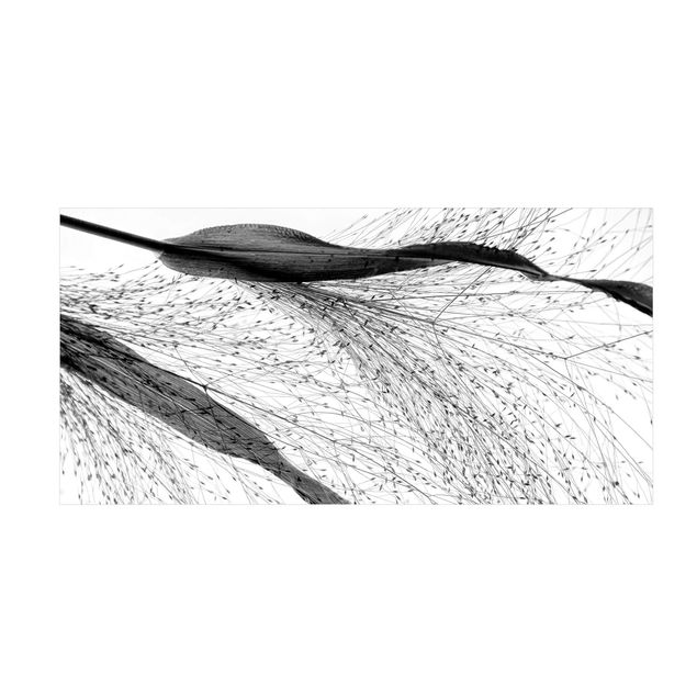 Floral rugs Delicate Reed With Subtle Buds Black And White