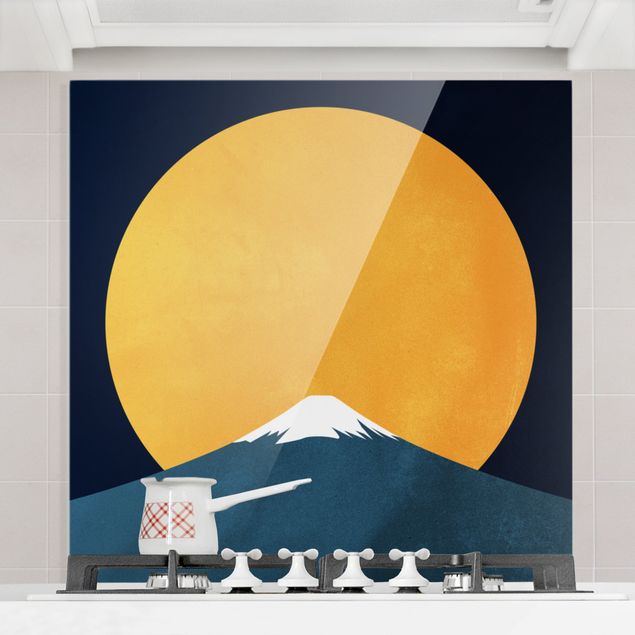Glass splashback art print Sun, Moon And Mountain