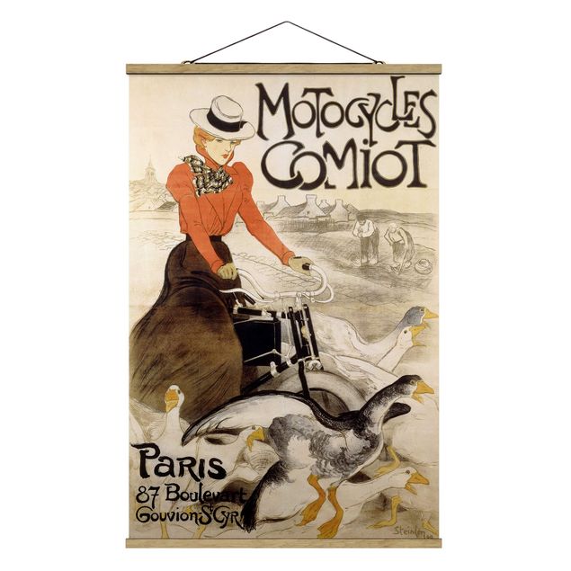 Fabric print with poster hangers - Théophile Steinlen - Poster For Motor Comiot