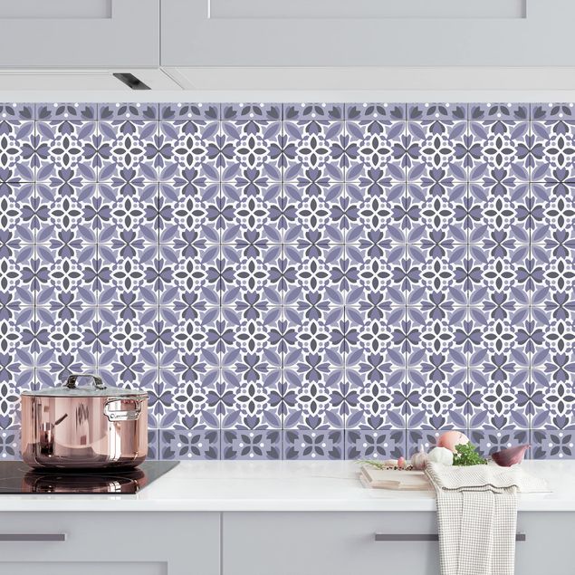 Kitchen splashback patterns Geometrical Tile Mix Blossom Purple