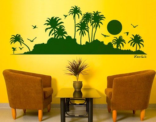 Palm tree wall stickers No.SF494 Caribbean Silhouette
