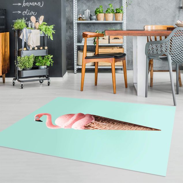contemporary rugs Ice Cream Cone With Flamingo