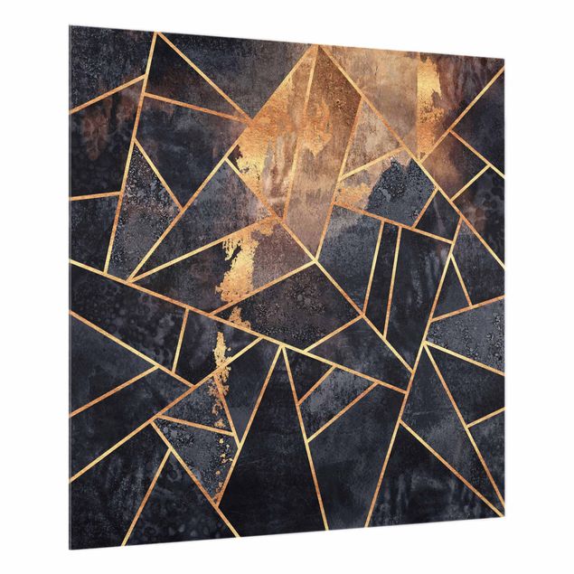 Glass splashback kitchen abstract Onyx With Gold