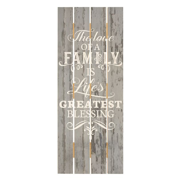 Print on wood - Shabby Wood - Family Is
