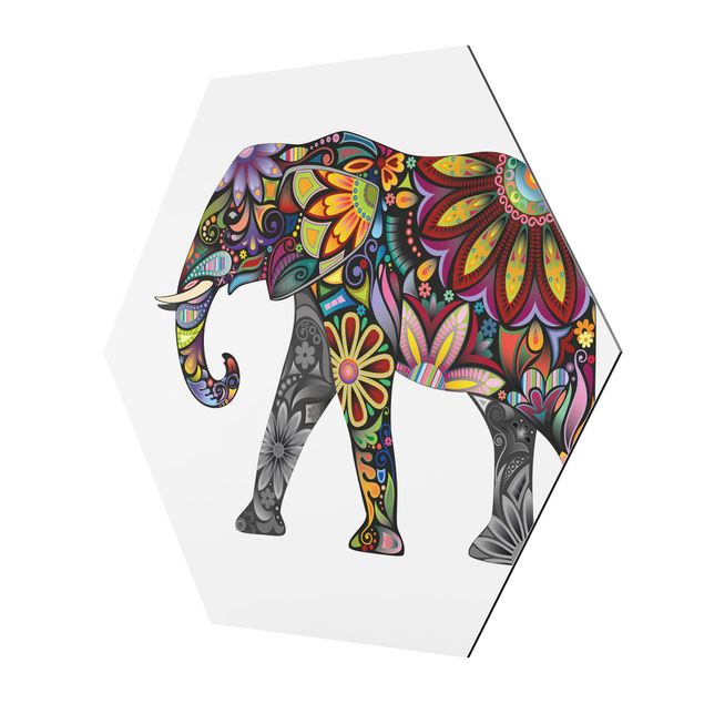 Alu-Dibond hexagon - No.651 Elephant Pattern