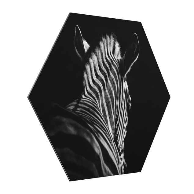 Alu-Dibond hexagon - Dark Zebra Silhouette