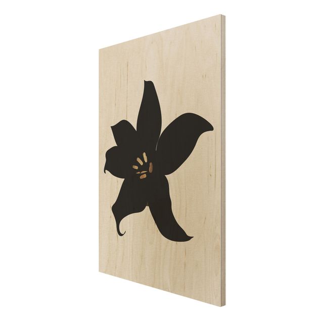 Print on wood - Graphical Plant World - Orchid Black And Gold