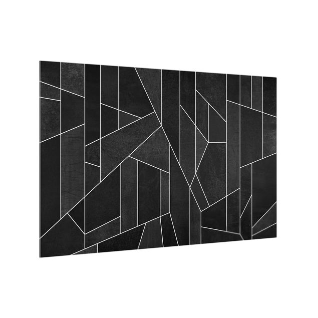Glass splashback kitchen abstract Black And White Geometric Watercolour