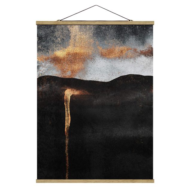 Fabric print with poster hangers - Abstract Golden Glow